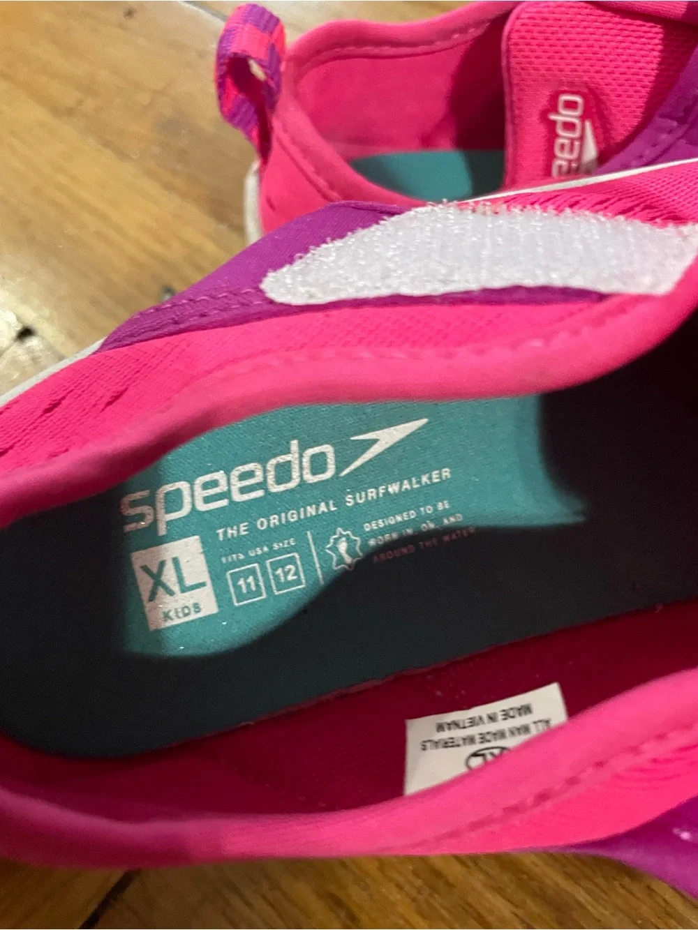 Speedo Kids Surfwalker Hot Pink and Purple Water Shoes with Velcro Strap